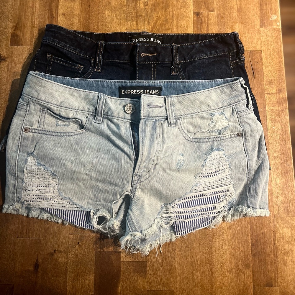 Two pairs Express Jean shorts